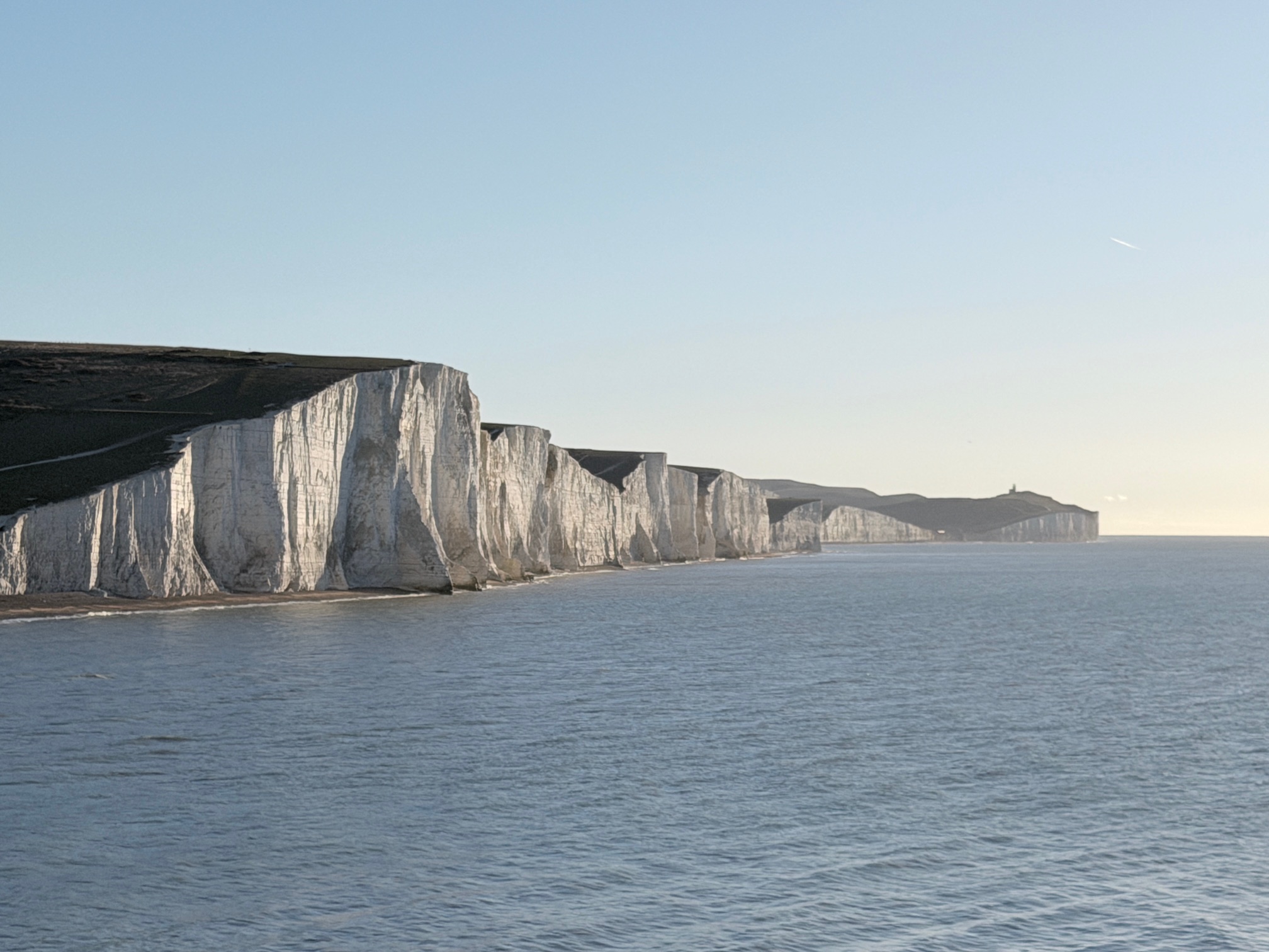 Seven Sisters chalk cliffs from Cuckmere Haven beach, East Sussex