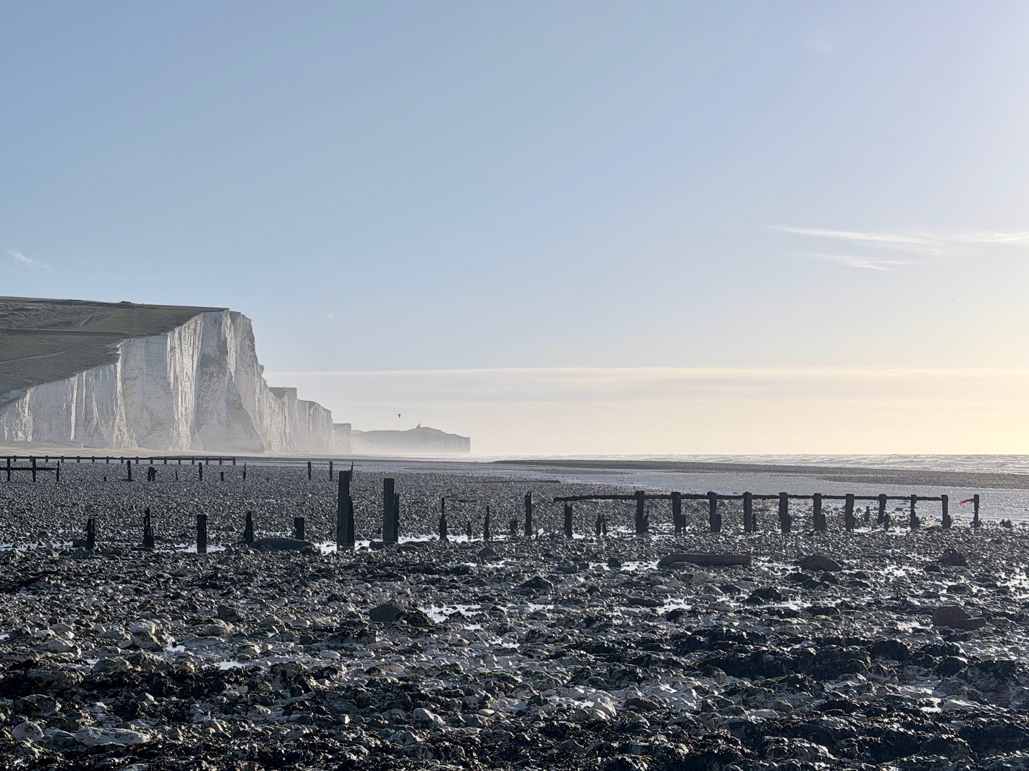 Family day out at Birling Gap rock pools, Seven Sisters
