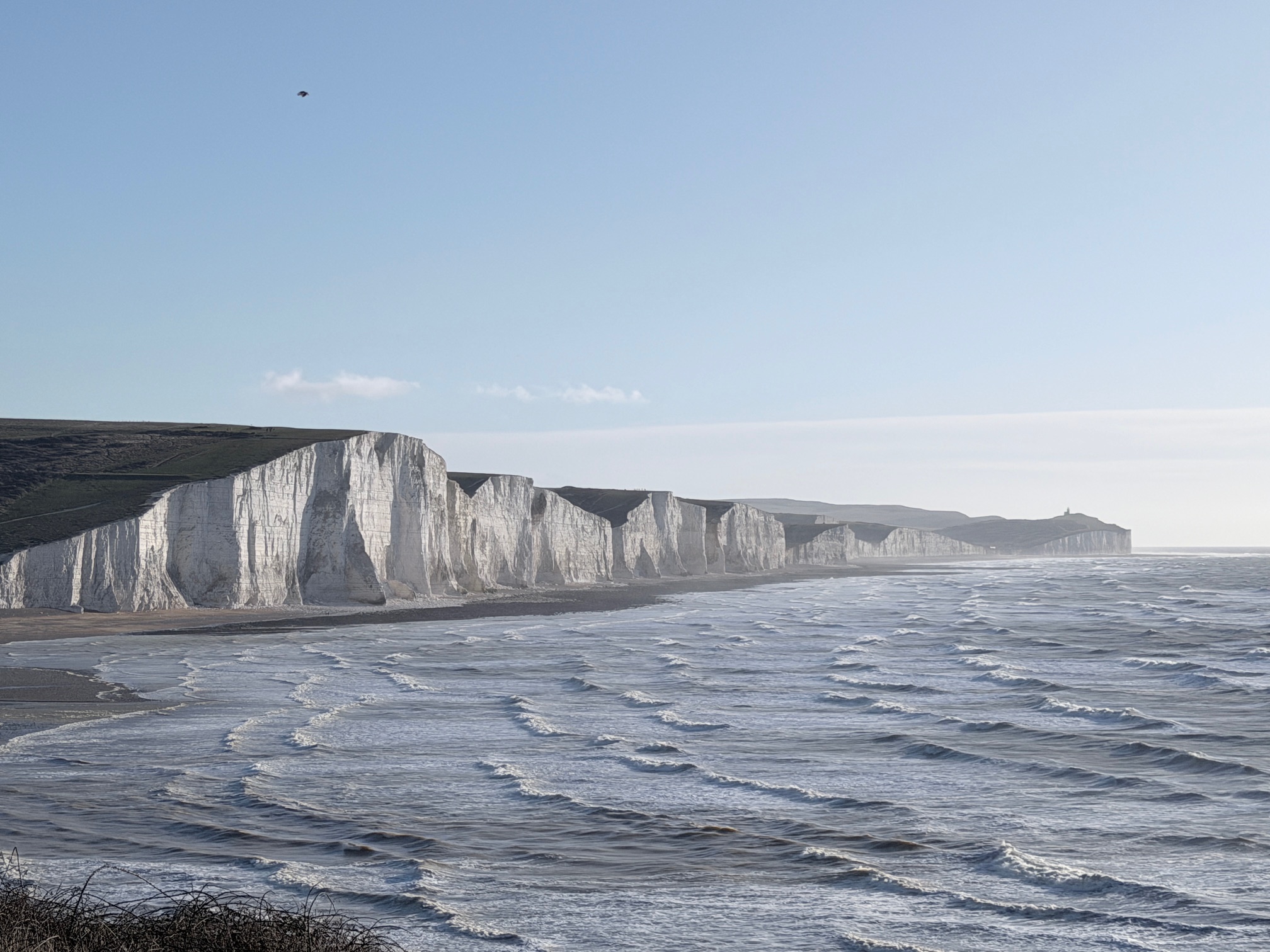 Boat tour viewing Seven Sisters chalk cliffs from the English Channel